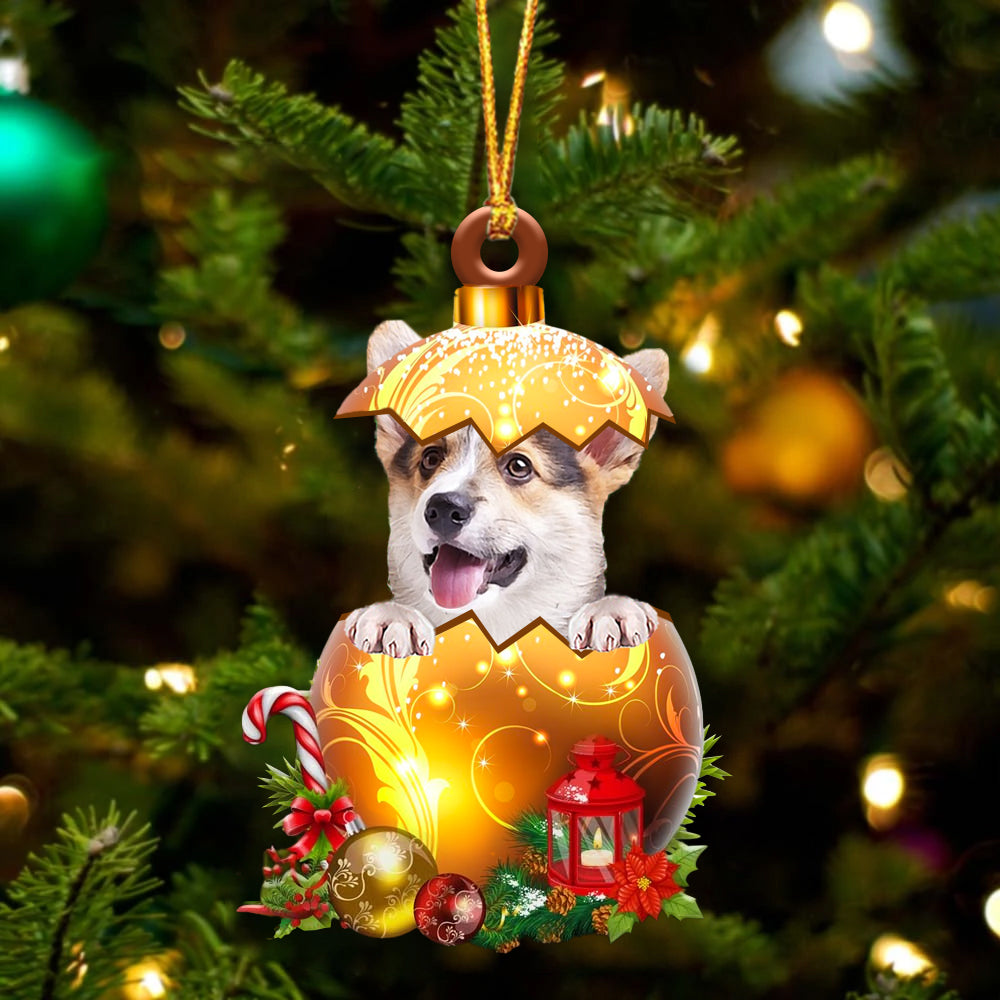 Pembroke Welsh Corgi In Golden Egg Christmas Ornament