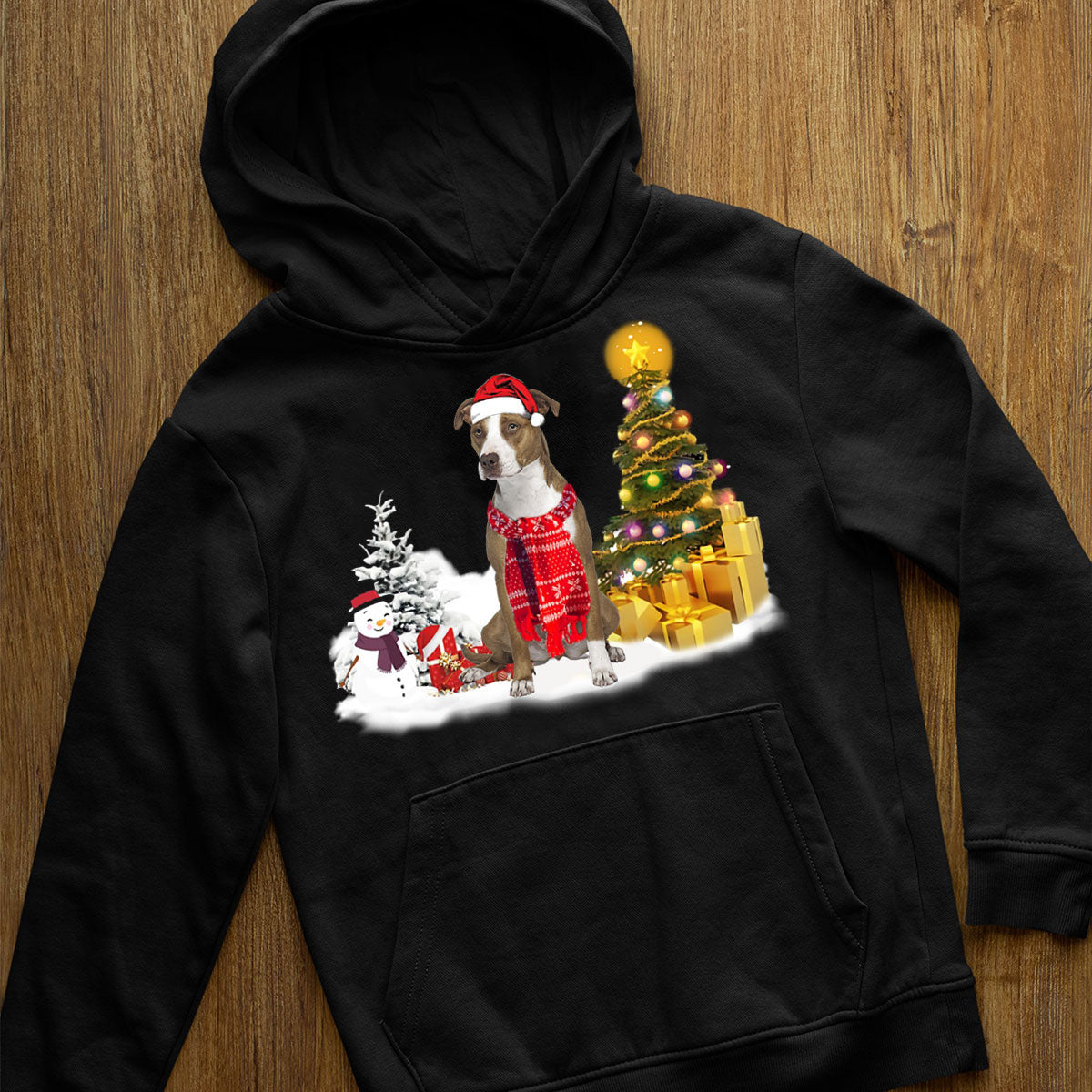 Unisex Merry Christmas Pit Bull Hoodie