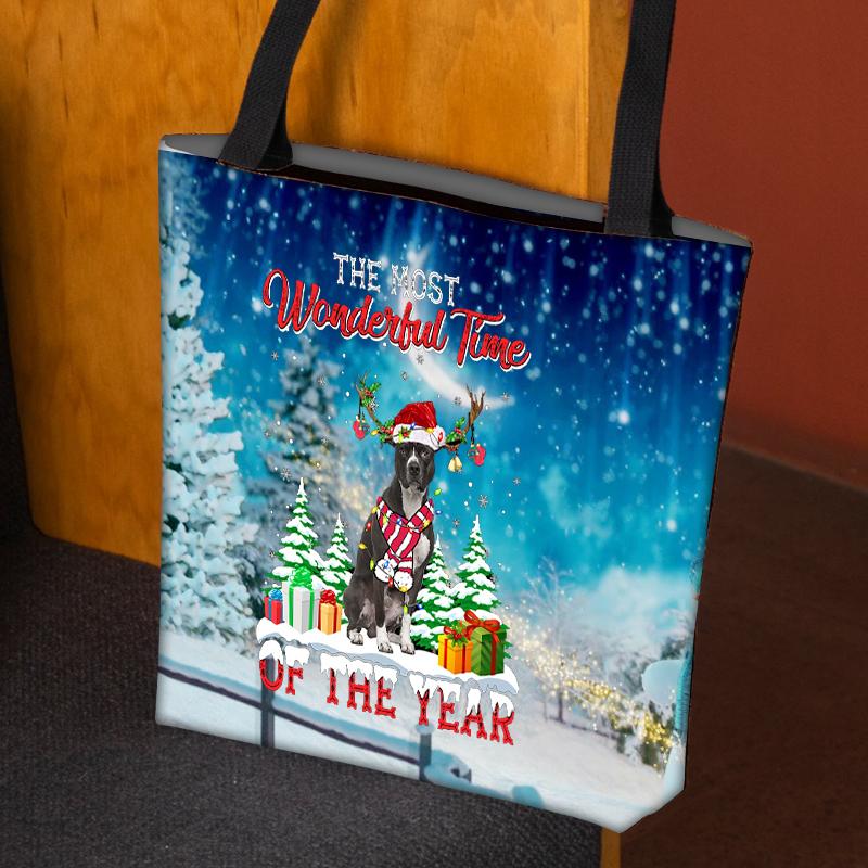 Pit Bull Christmas Tote Bag