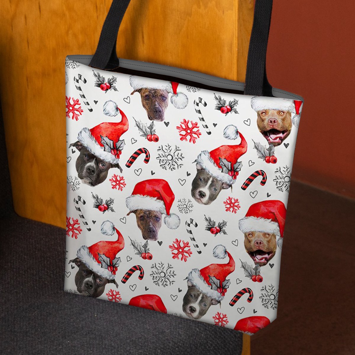 Pit Bull Merry Christmas Tote Bag