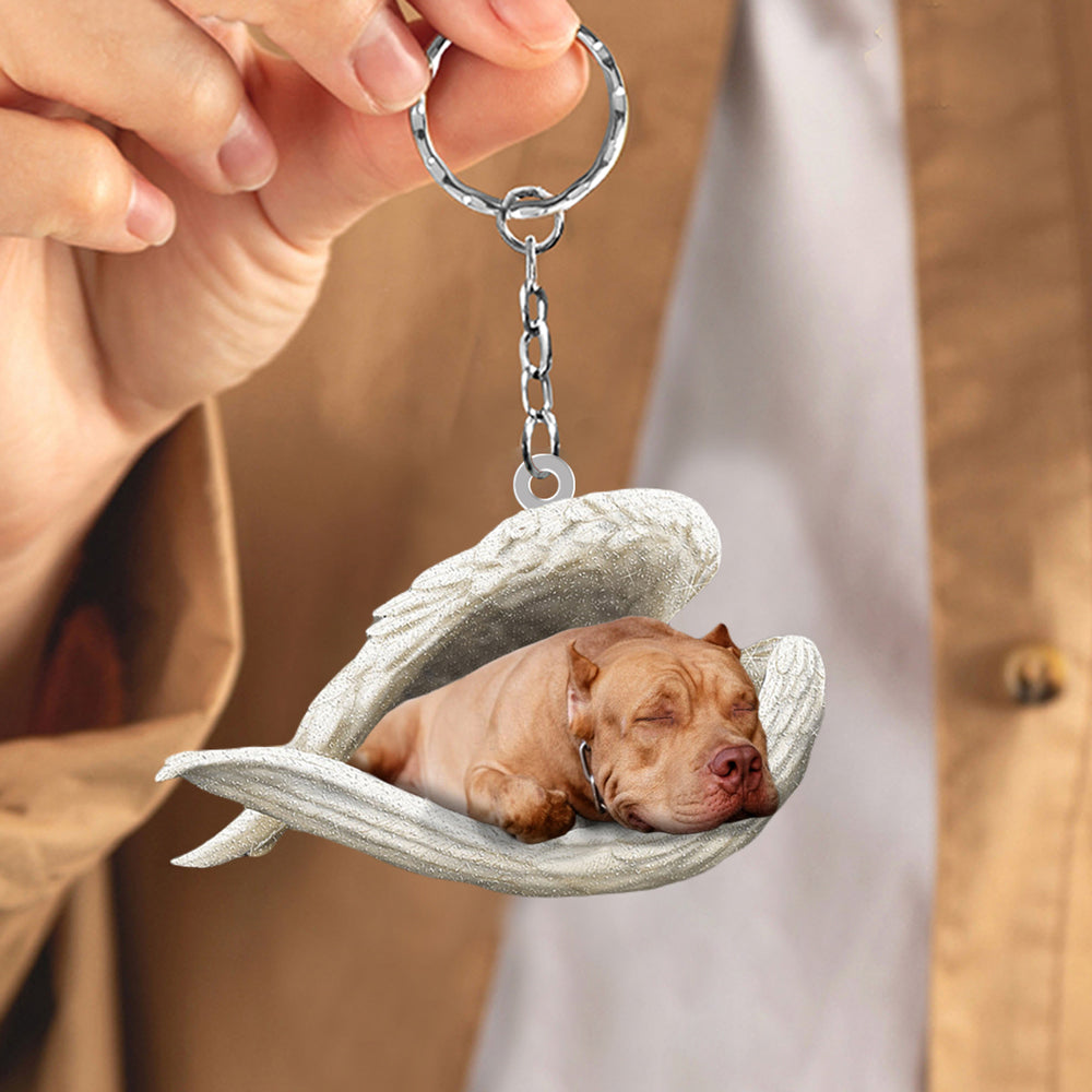 Pit Bull Sleeping Angel Acrylic Keychain