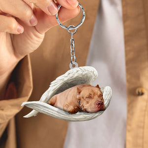 Pit Bull Sleeping Angel Acrylic Keychain