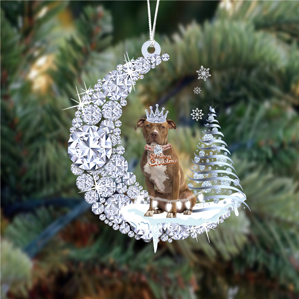 Pit Bull  (1)Diamond Moon Merry Christmas Ornament