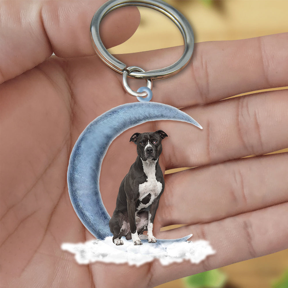 Pit Bull On The Moon Flat Acrylic Keychain