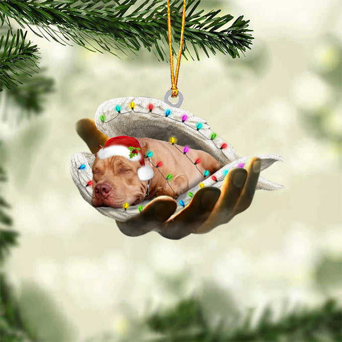 Pit Bull Sleeping Angel In God Hand Christmas Ornament