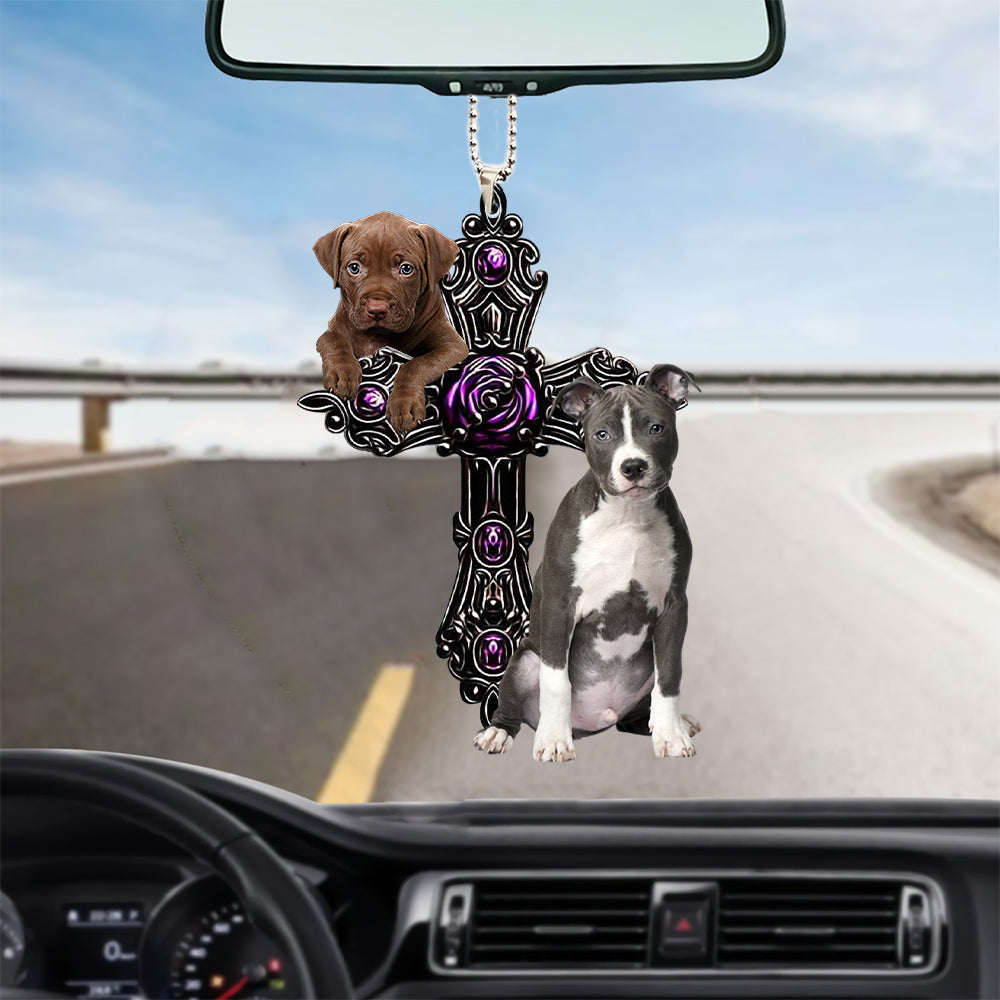Pitbull Pray For God Car Hanging Ornament
