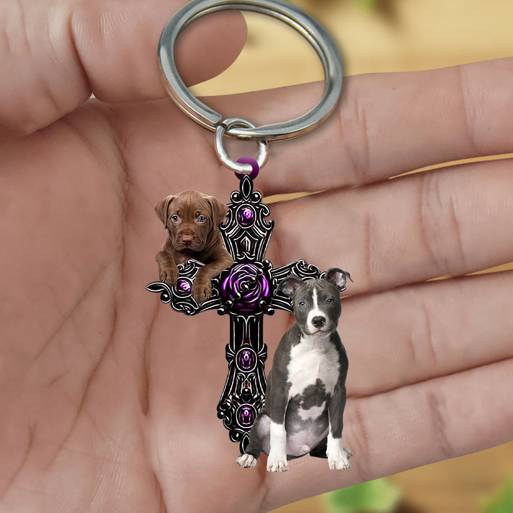 Pitbull Pray For God Acrylic Keychain