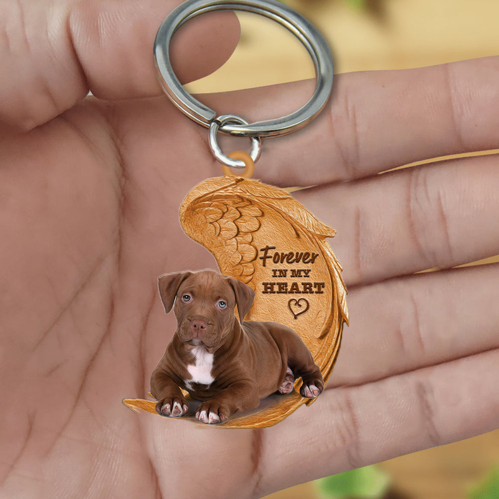 Pitbull Forever In My Heart Flat Acrylic Keychain