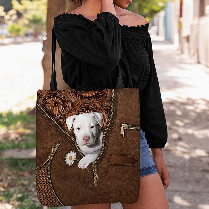 Pitbull 2 Holding Daisy Tote Bag