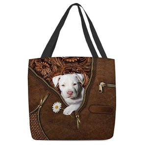 Pitbull 2 Holding Daisy Tote Bag