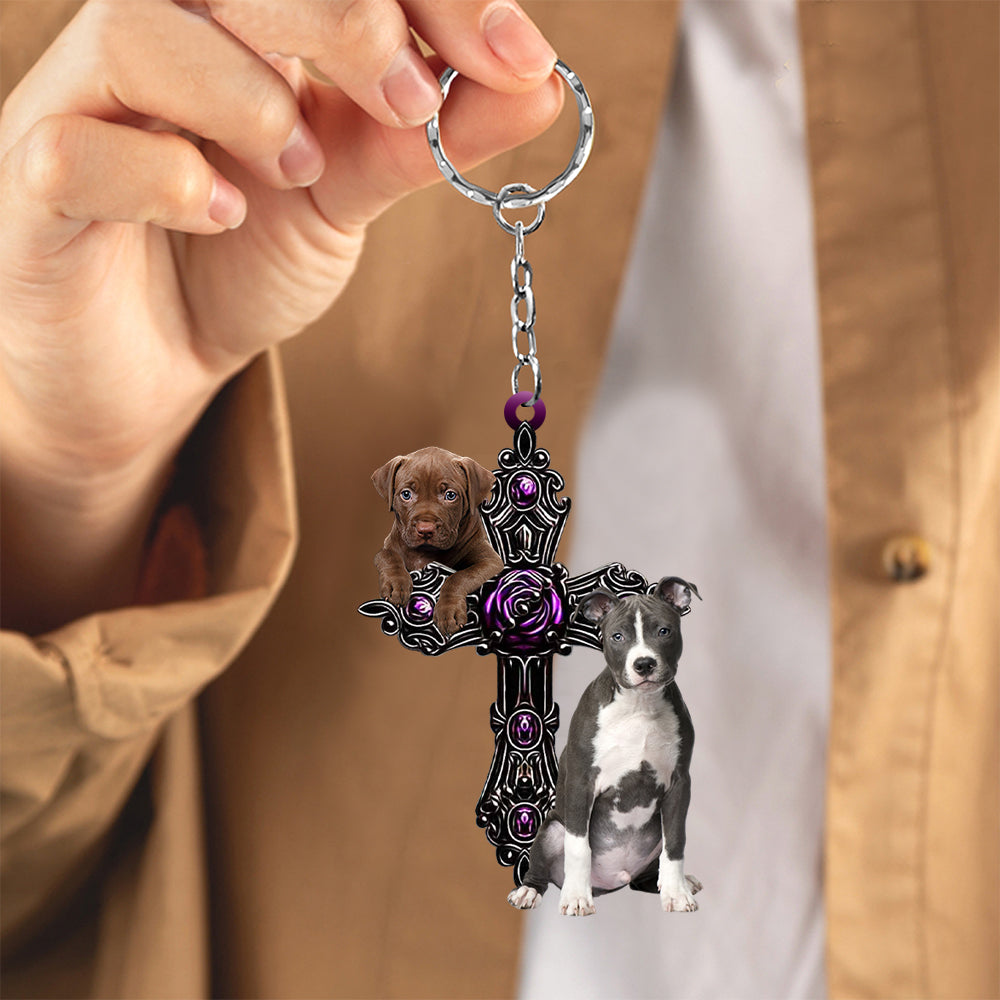 Pitbull Pray For God Acrylic Keychain