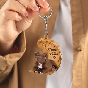 Pitbull Forever In My Heart Flat Acrylic Keychain
