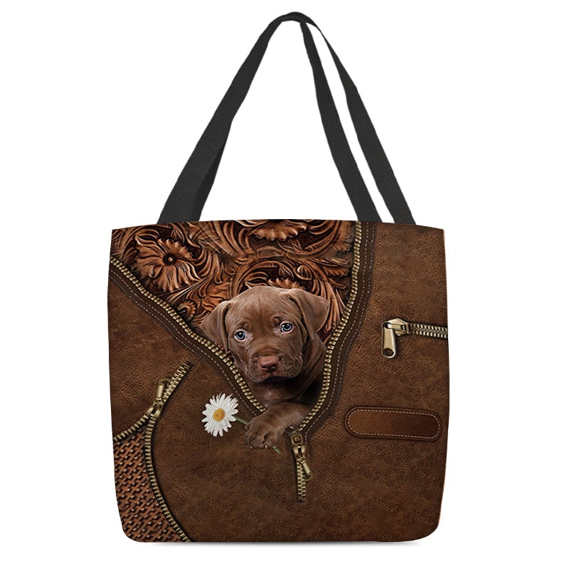 Pitbull Holding Daisy Tote Bag