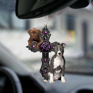Pitbull Pray For God Car Hanging Ornament