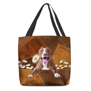 Pitbull02 Holding Daisy  All Over Printed Tote Bag