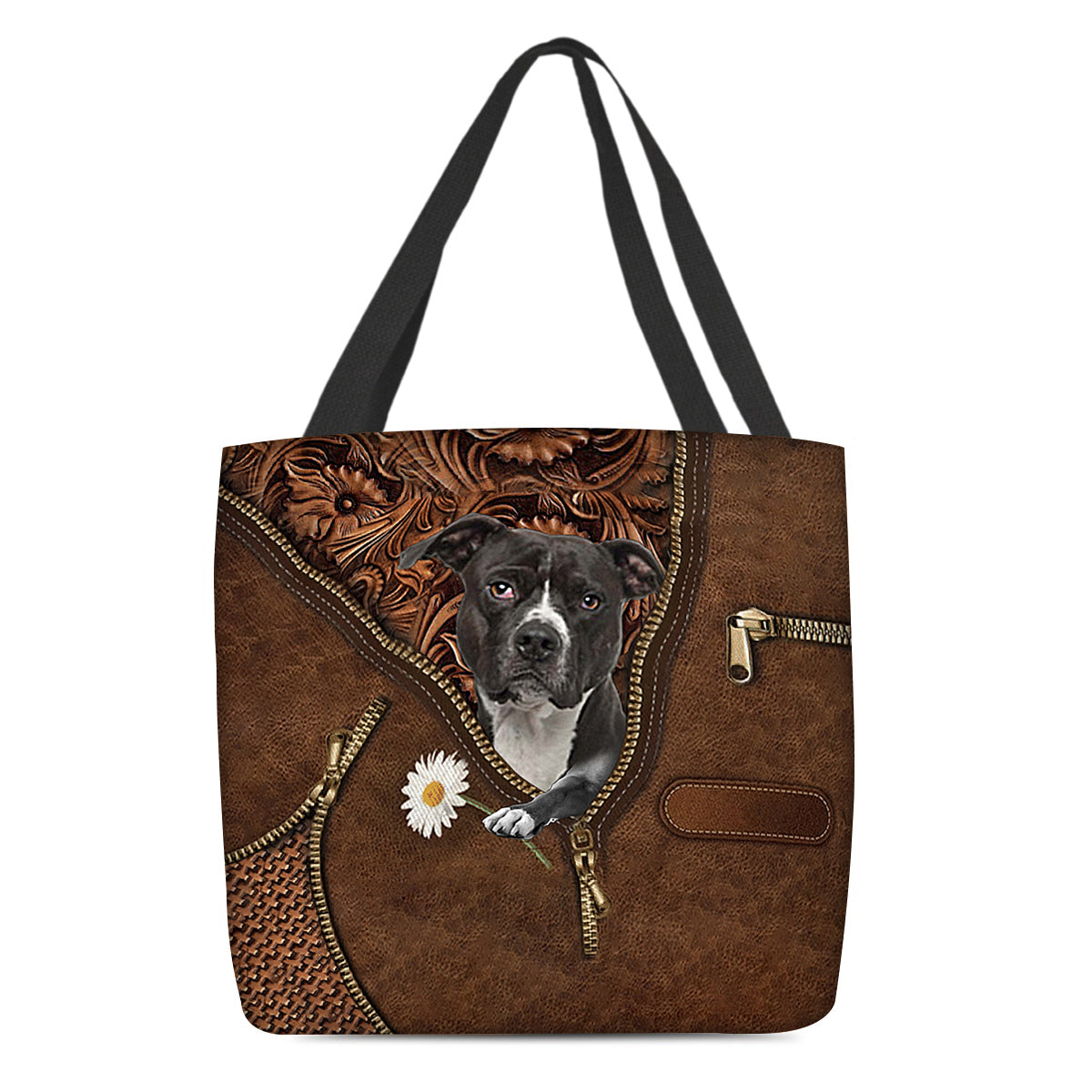 Pitbull1 Holding Daisy Tote Bag