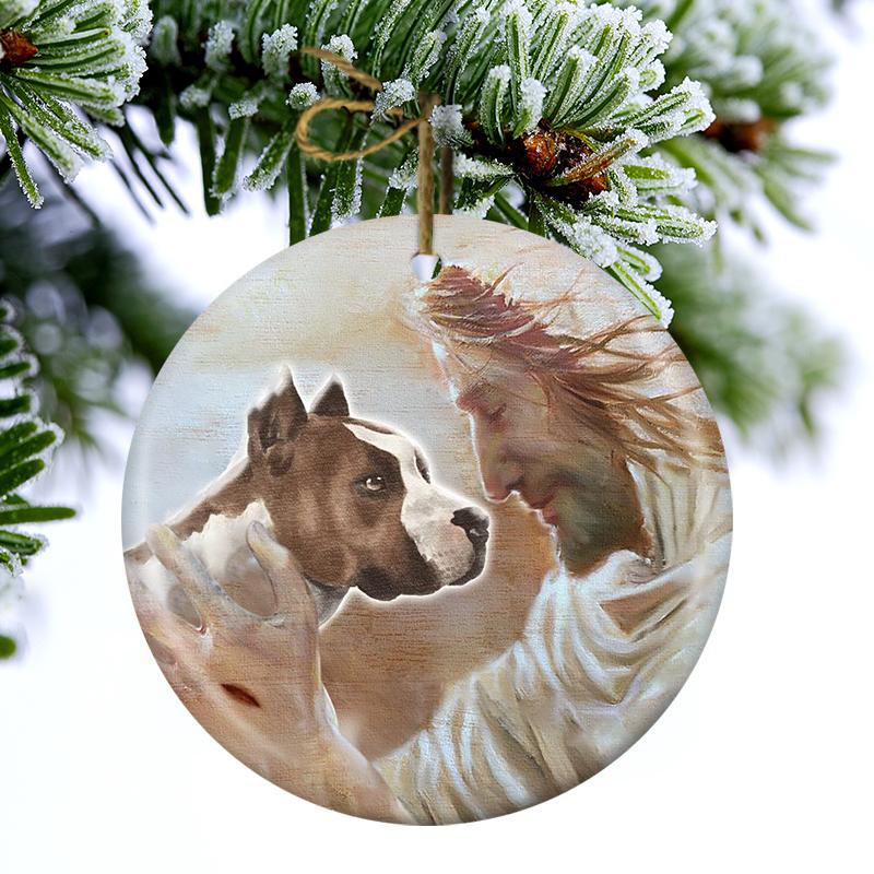 New Release -Pitbull With God Porcelain/Ceramic Ornament