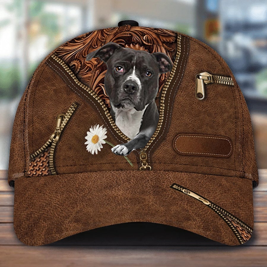 Pitbull Holding Daisy Unisex Cap
