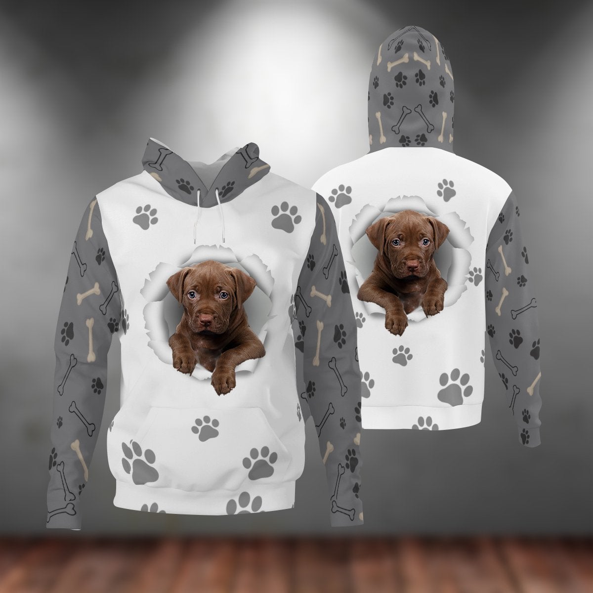 Chocolate Pitbull-Paw Dog Unisex Hoodie