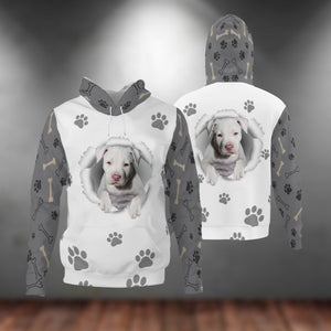 White Pitbull-Paw Dog Unisex Hoodie
