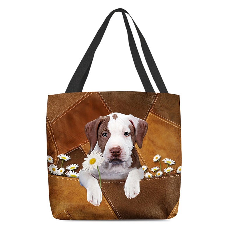 Pitbull02 Holding Daisy All Over Printed Tote Bag