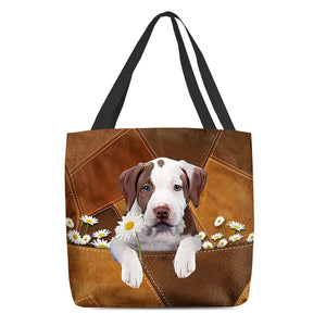 Pitbull02 Holding Daisy All Over Printed Tote Bag