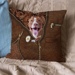 Pitbull 3 Holding Daisy Pillow Case