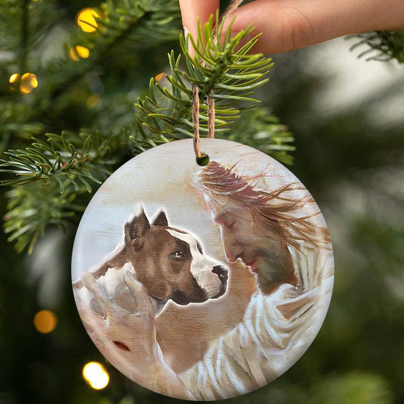 New Release -Pitbull With God Porcelain/Ceramic Ornament