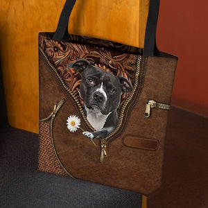 Pitbull1 Holding Daisy Tote Bag