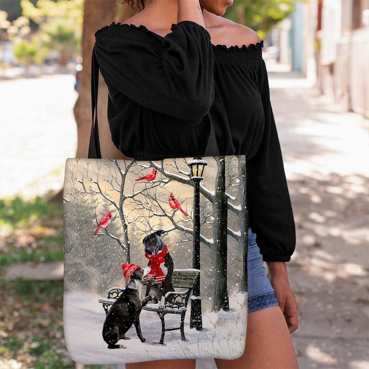 Pitbull Hello Christmas/Winter/New Year Tote Bag