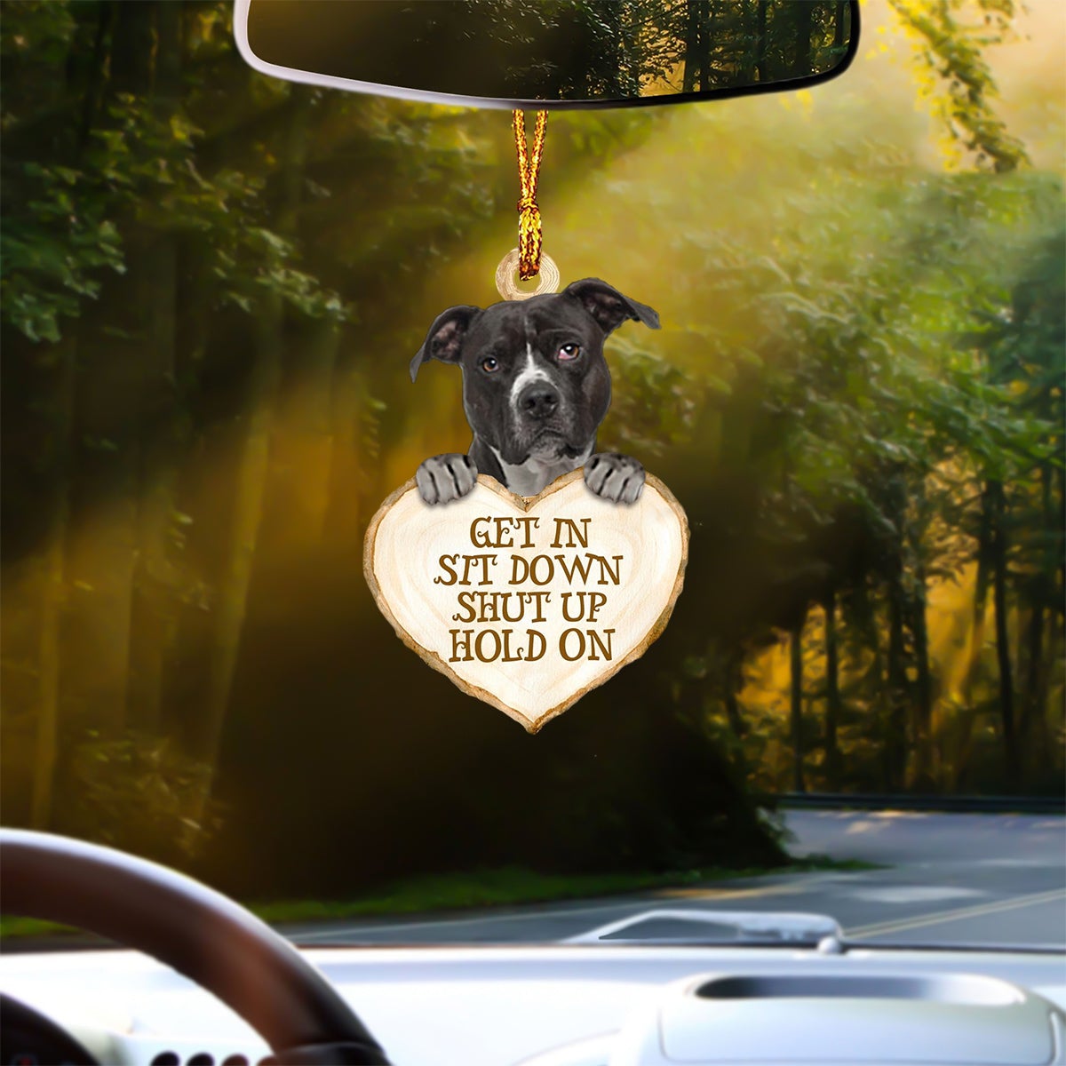 Pitbull 3 Heart Shape Get In Car Hanging Ornament