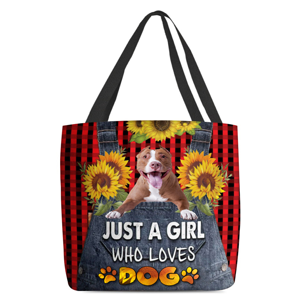 Pitbull 2-Just A Girl Who Loves Dog Tote Bag