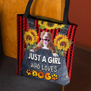 Pitbull 2-Just A Girl Who Loves Dog Tote Bag