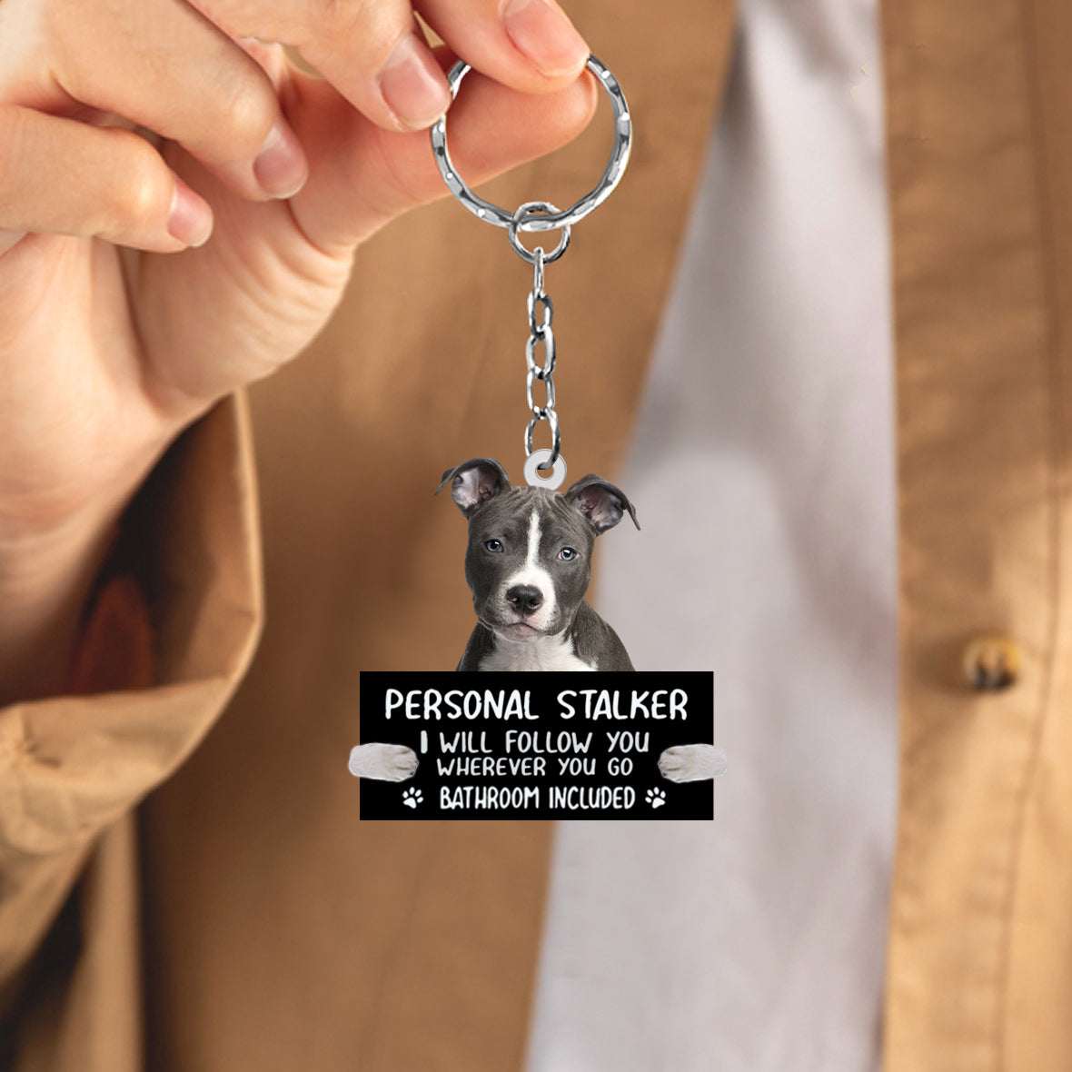 Pitbull Personal Stalker Acrylic Keychain