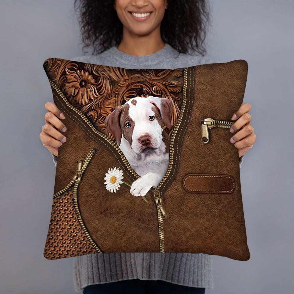 Pitbull 4 Holding Daisy Pillow Case