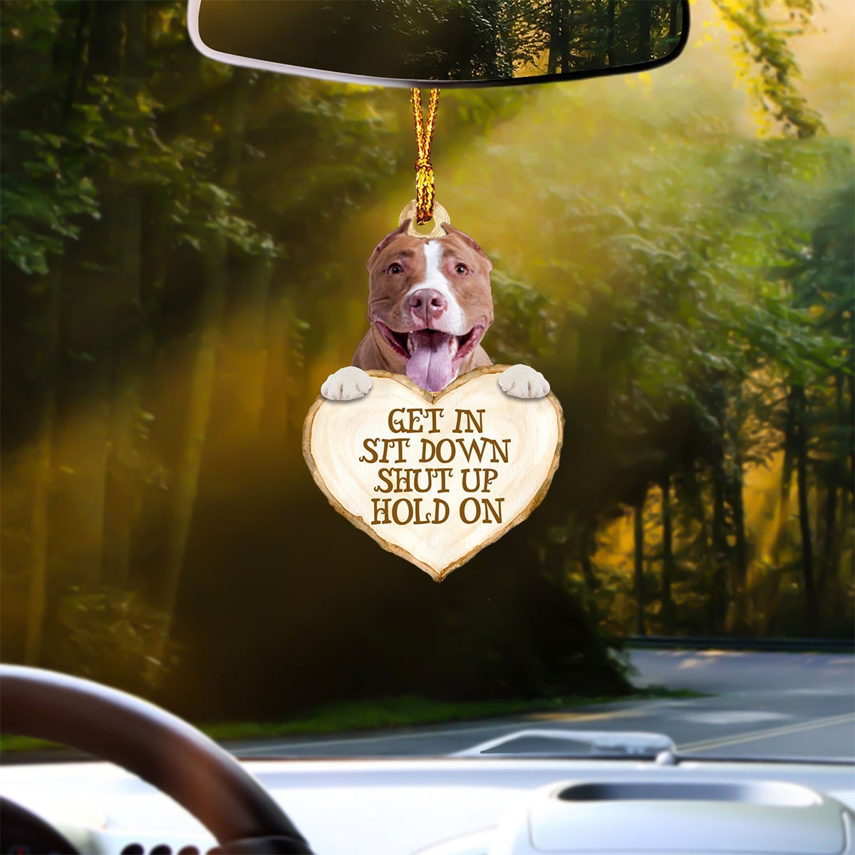 Pitbull Heart Shape Get In Car Hanging Ornament