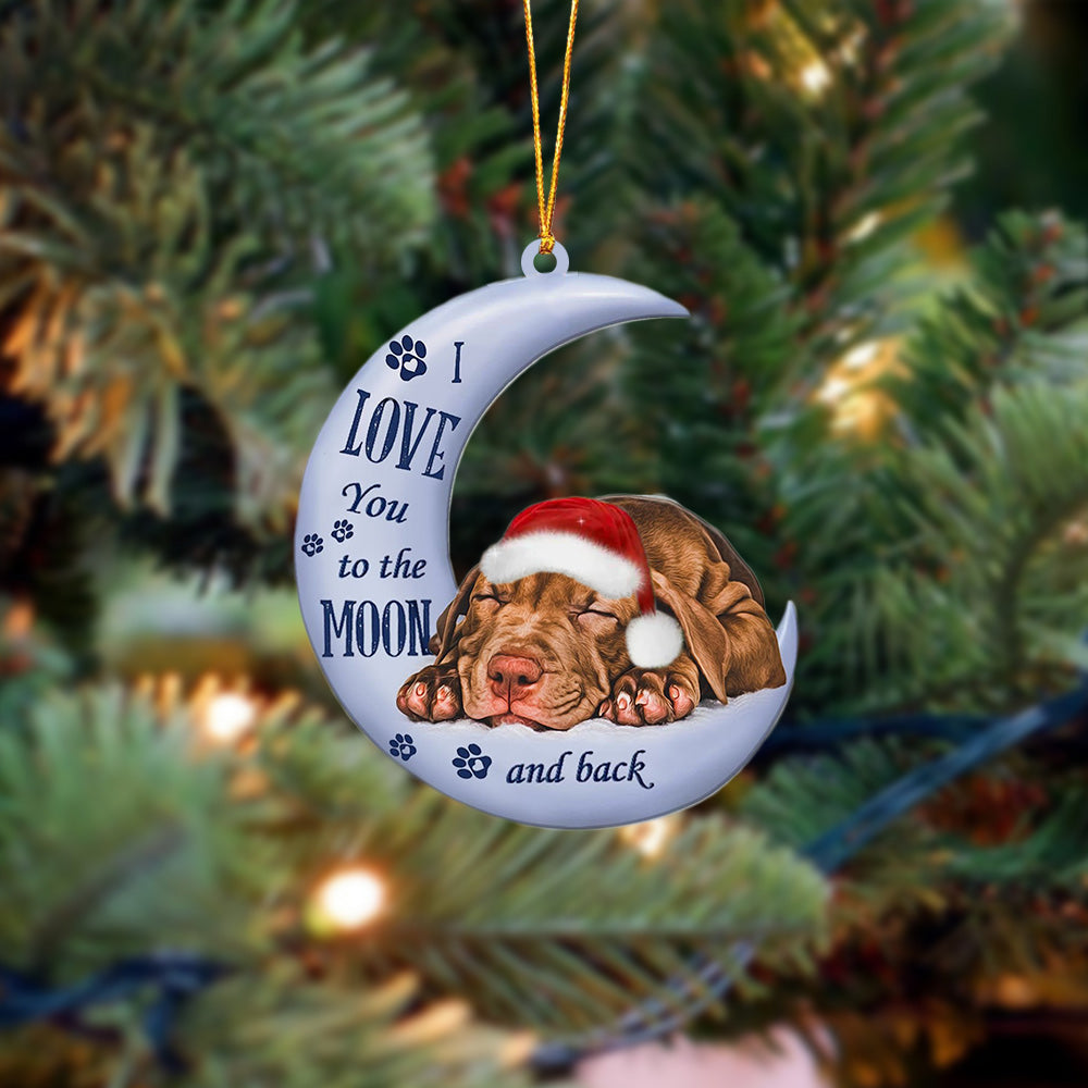 Pitbull I Love You To The Moon And Back Christmas Ornament