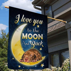 Pitbull I Love You To The Moon And Back Garden Flag