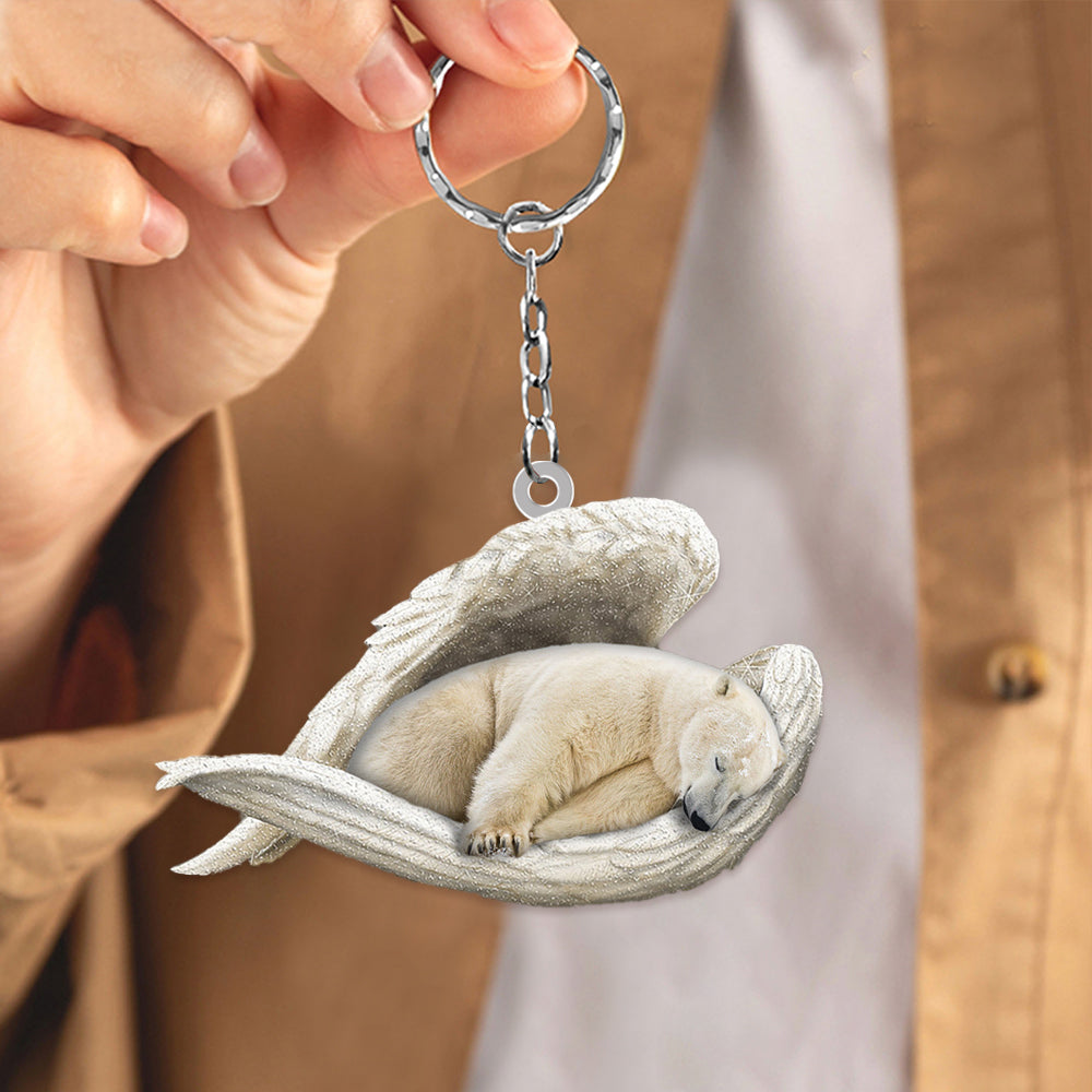 Polar bear Sleeping Angel Acrylic Keychain