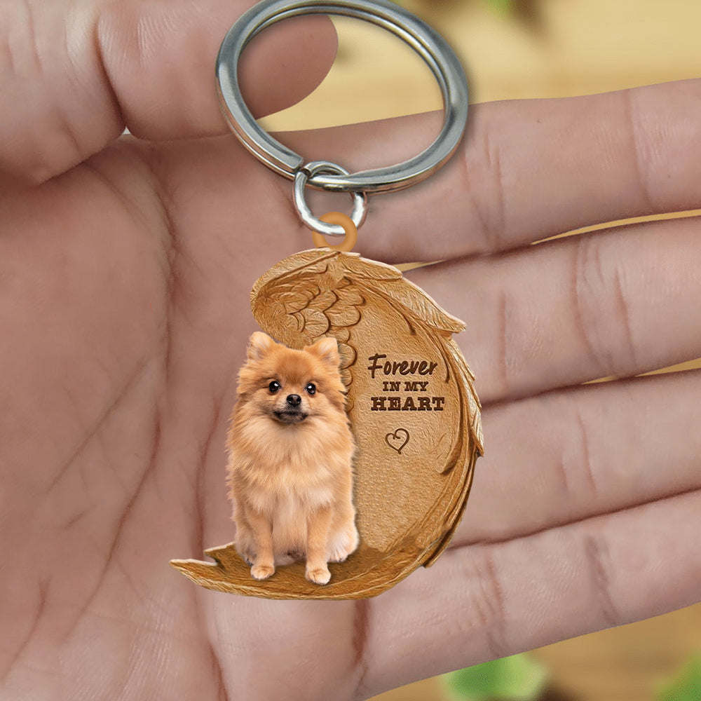 Pomeranian In My Heart Flat Acrylic Keychain