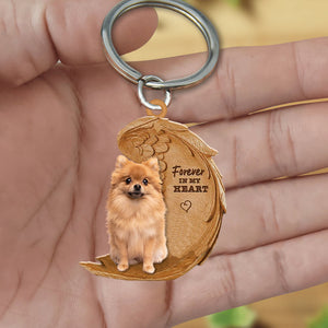 Pomeranian In My Heart Flat Acrylic Keychain
