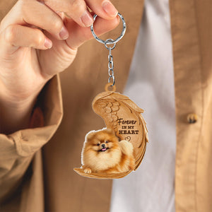 Pomeranian Forever In My Heart Flat Acrylic Keychain