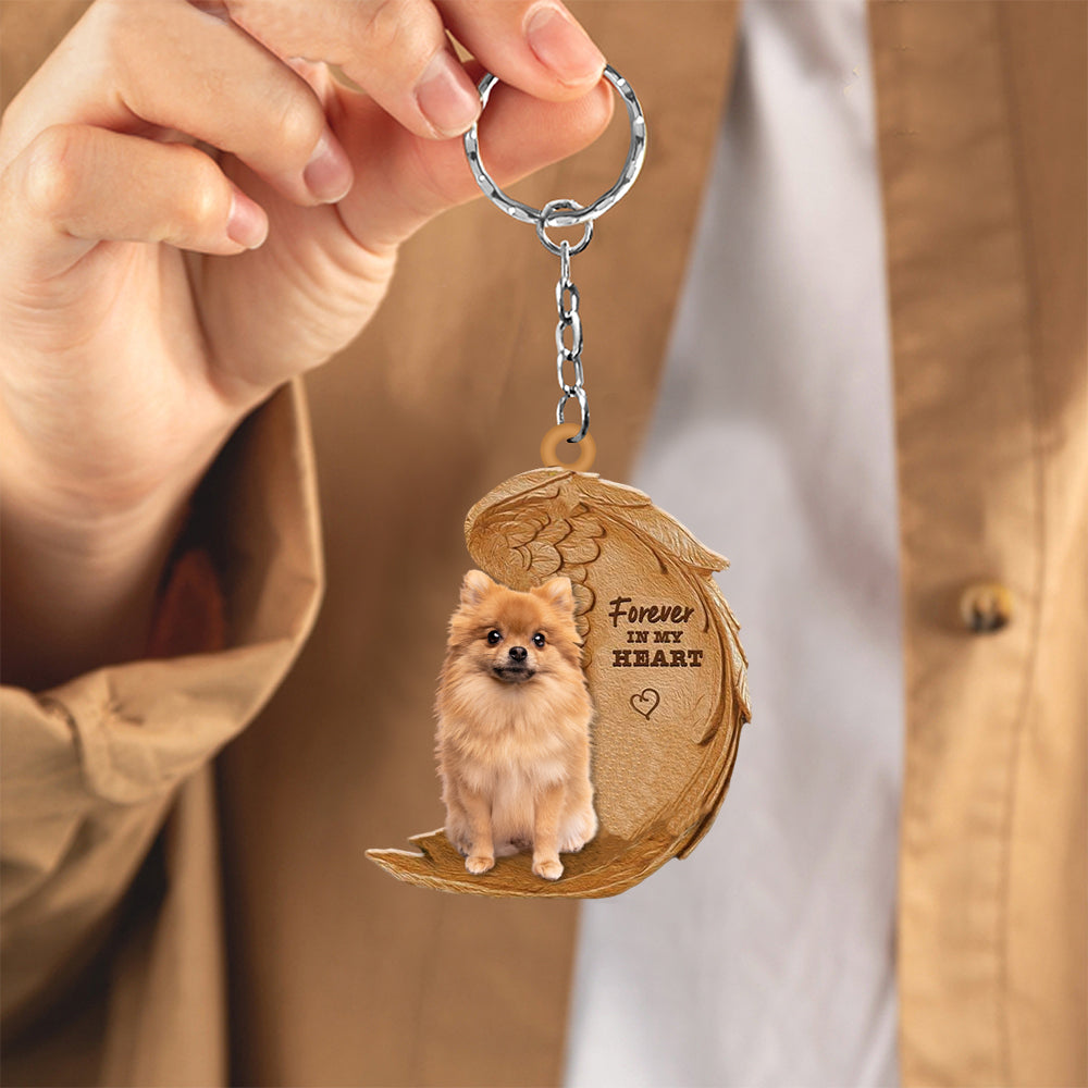Pomeranian In My Heart Flat Acrylic Keychain