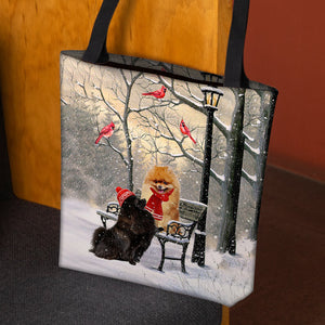 Pomeranian Hello Christmas/Winter/New Year Tote Bag