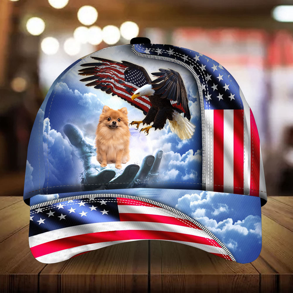 Pomeranian Perfect One Nation Under God Cap For Patriots And Dog Lovers
