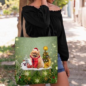 Pomeranian Merry Christmas Tote Bag