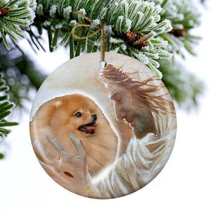 New Release -Pomeranian With God Porcelain/Ceramic Ornament