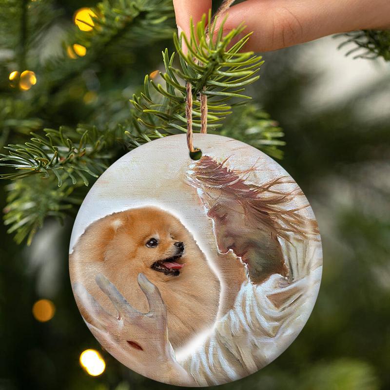 New Release -Pomeranian With God Porcelain/Ceramic Ornament