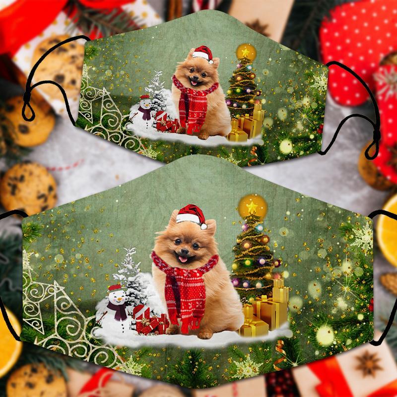 Pomeranian Merry Christmas Face Mask