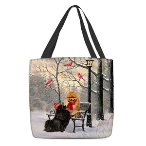 Pomeranian Hello Christmas/Winter/New Year Tote Bag